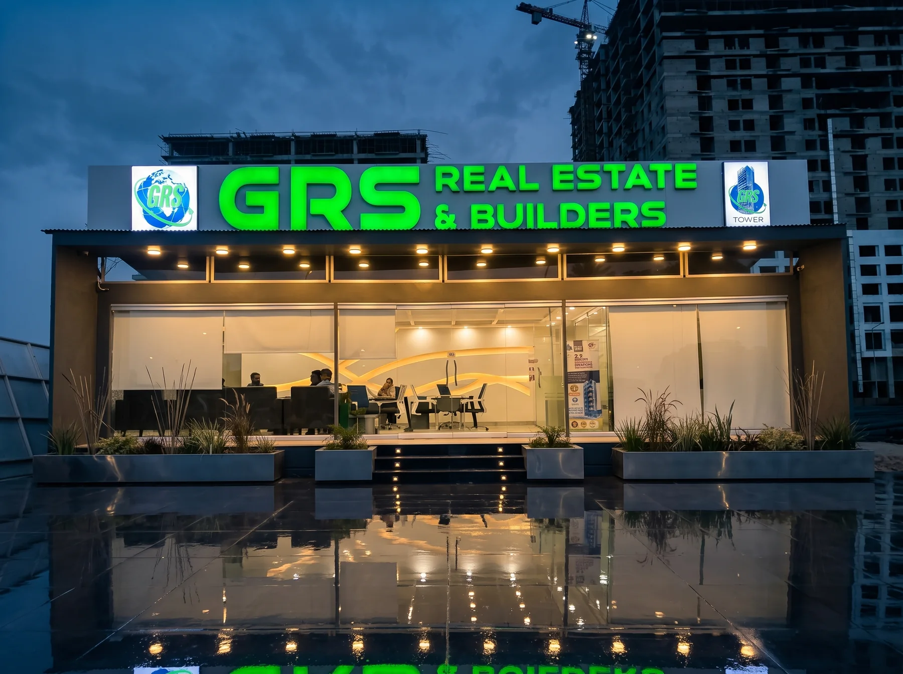 GRS Builders, sales office in Bahria Town Karachi, built by Al Ahad Containers